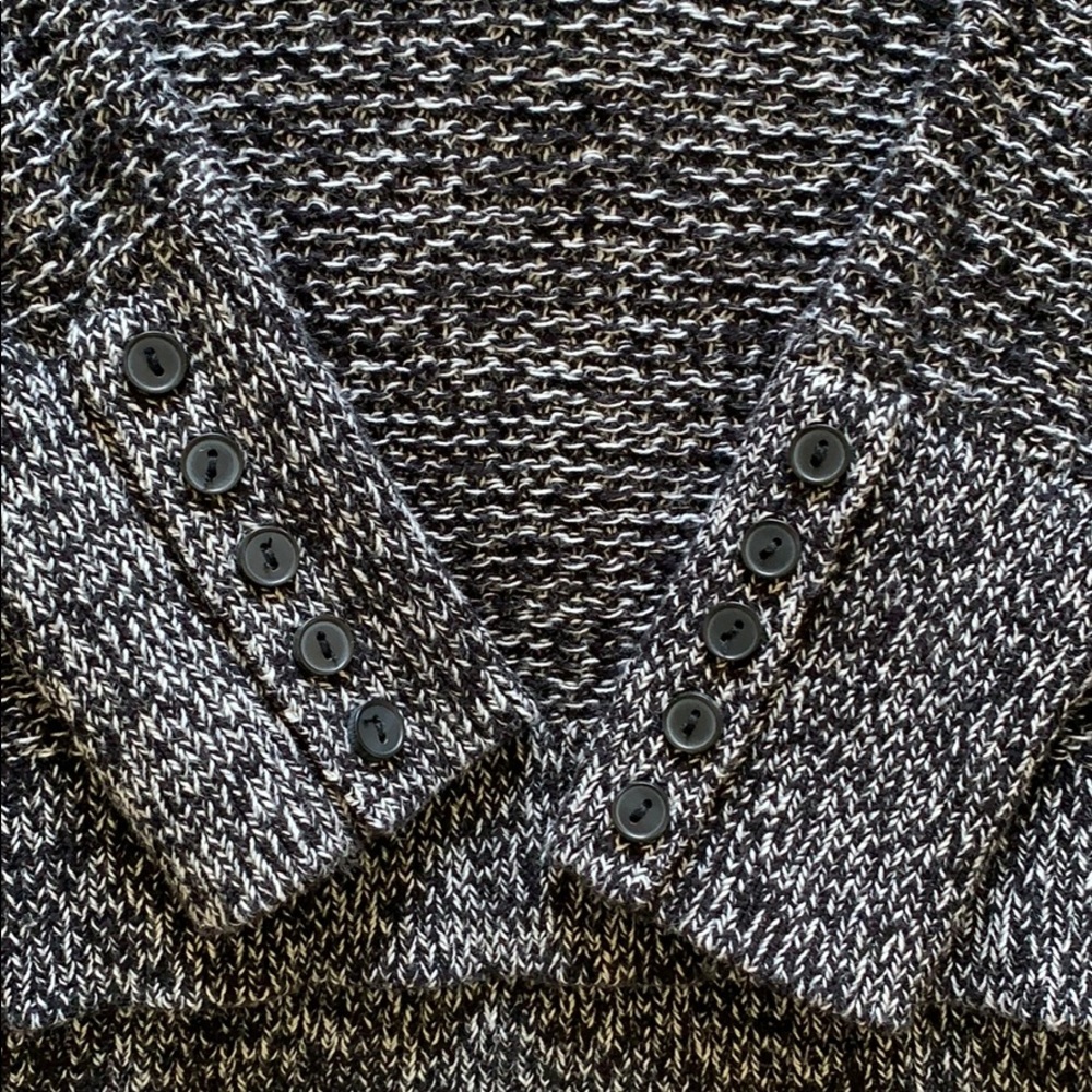 Loft 100% Cotton Crew Neck Sweater w/Button sleeve